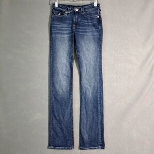 True Religion Womens Billie Mid Rise Straight Flap Denim Jeans 205720 Size 27